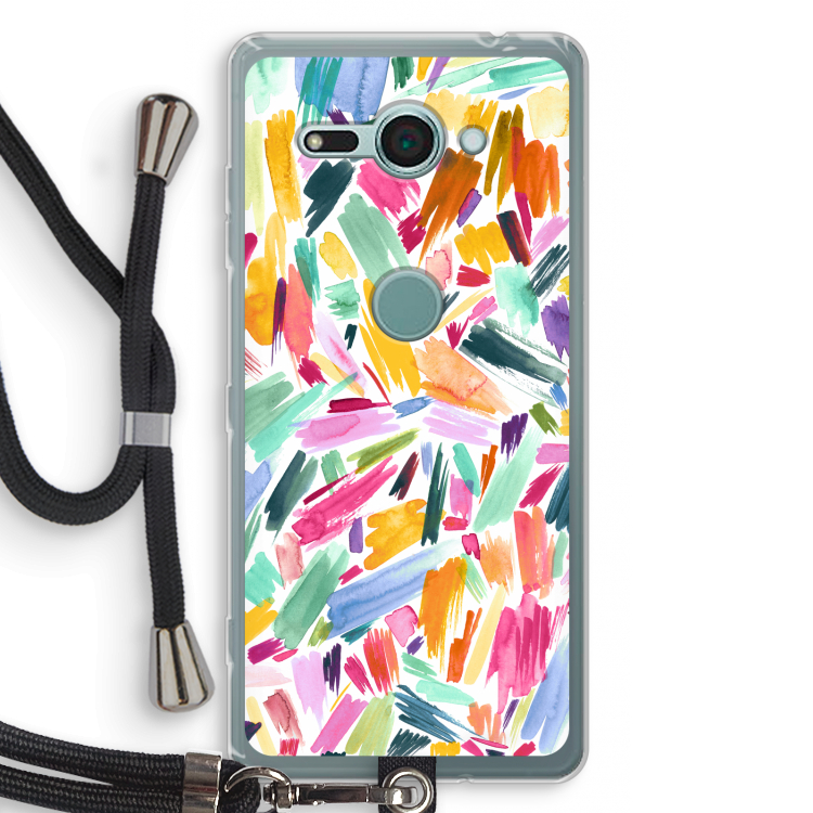 Watercolor Brushstrokes: Sony Xperia XZ2 Compact Transparant Hoesje met koord