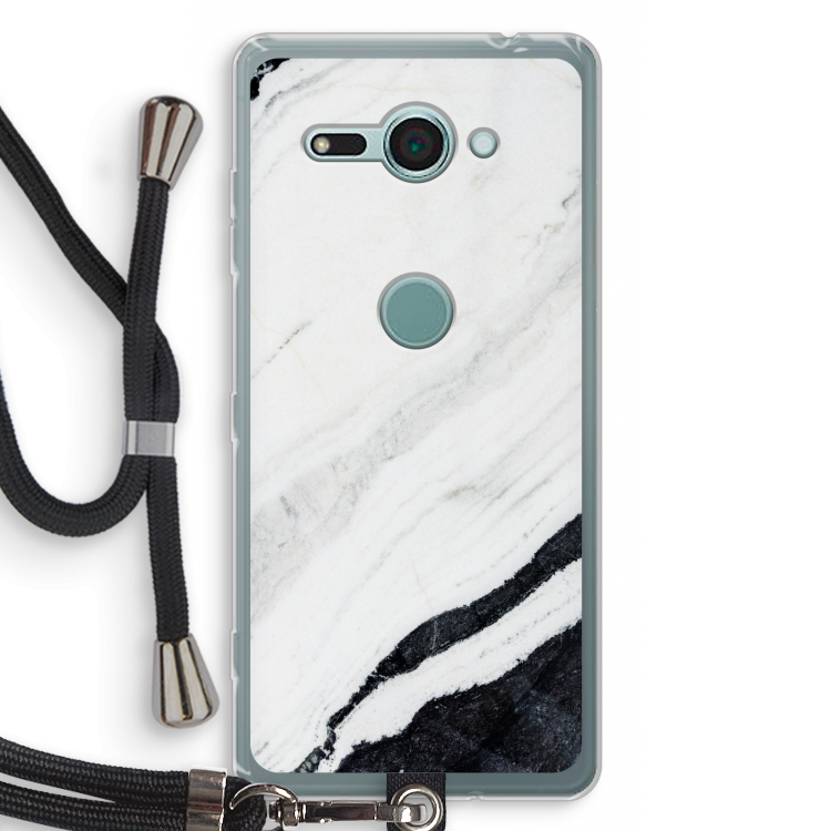 Elegante marmer: Sony Xperia XZ2 Compact Transparant Hoesje met koord