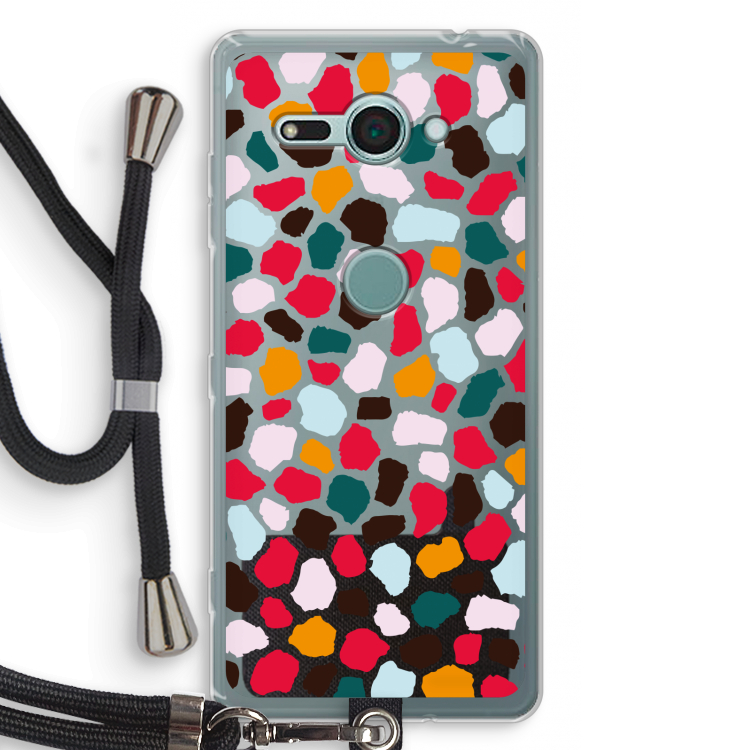 Colored Giraffe: Sony Xperia XZ2 Compact Transparant Hoesje met koord