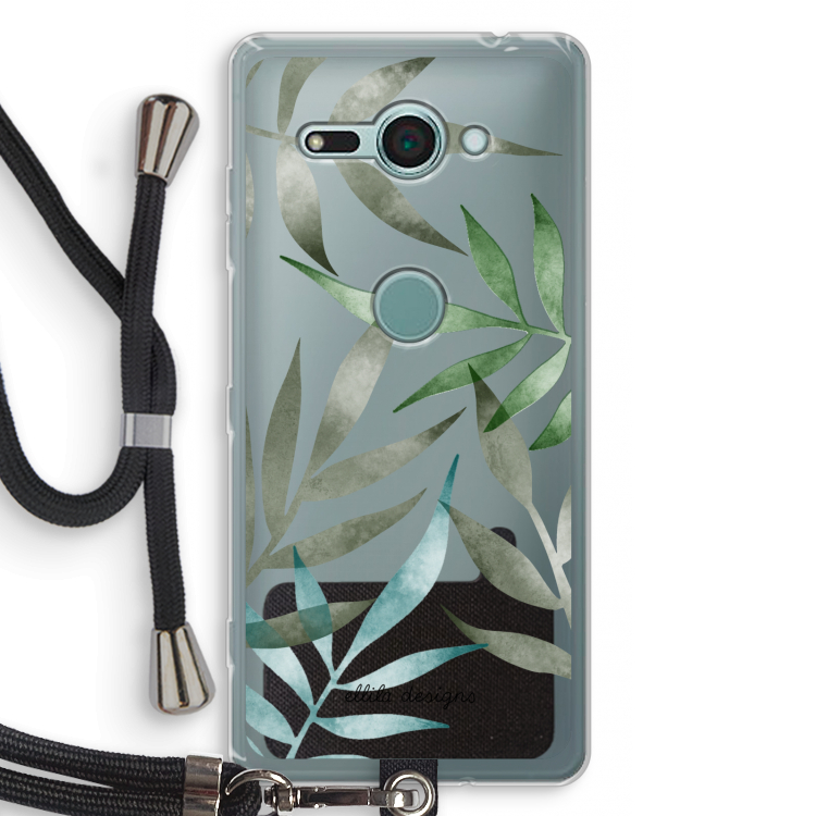 Tropical watercolor leaves: Sony Xperia XZ2 Compact Transparant Hoesje met koord