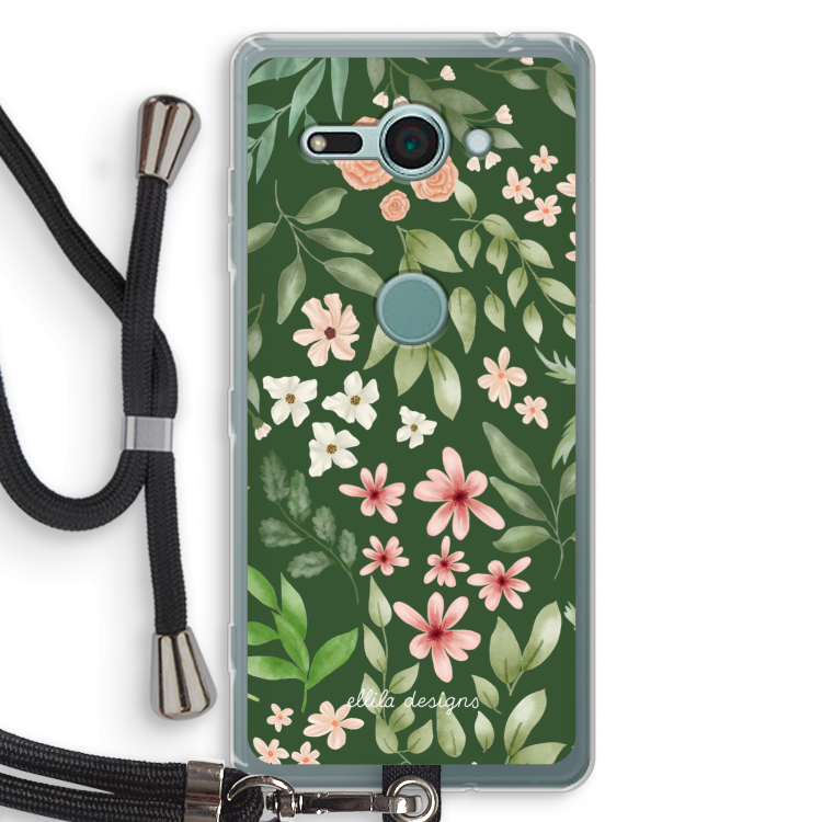 Botanical green sweet flower heaven: Sony Xperia XZ2 Compact Transparant Hoesje met koord