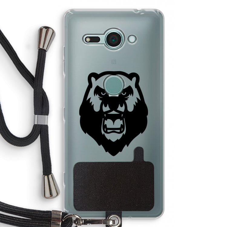 Angry Bear (black): Sony Xperia XZ2 Compact Transparant Hoesje met koord