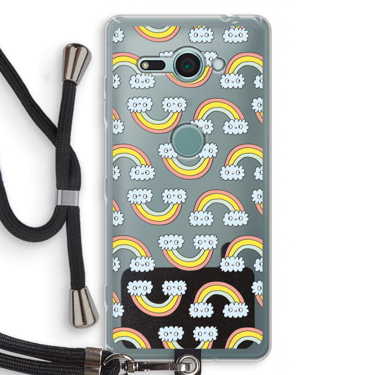 Regenboog: Sony Xperia XZ2 Compact Transparant Hoesje met koord