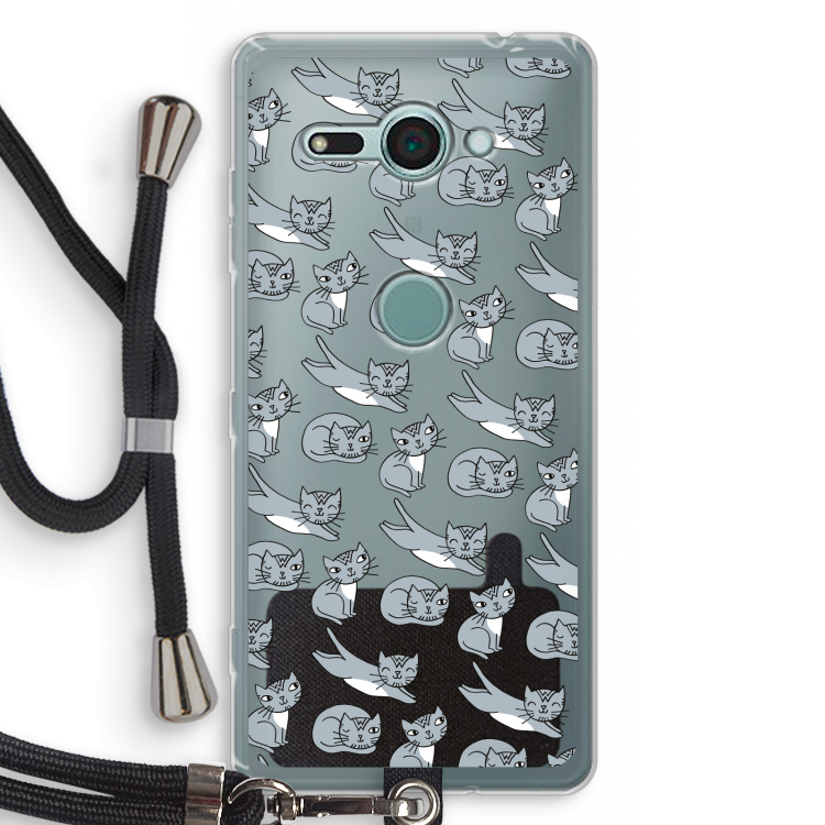 Poezen: Sony Xperia XZ2 Compact Transparant Hoesje met koord