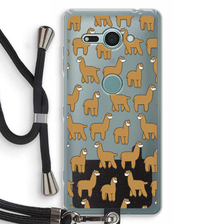 Alpacas: Sony Xperia XZ2 Compact Transparant Hoesje met koord