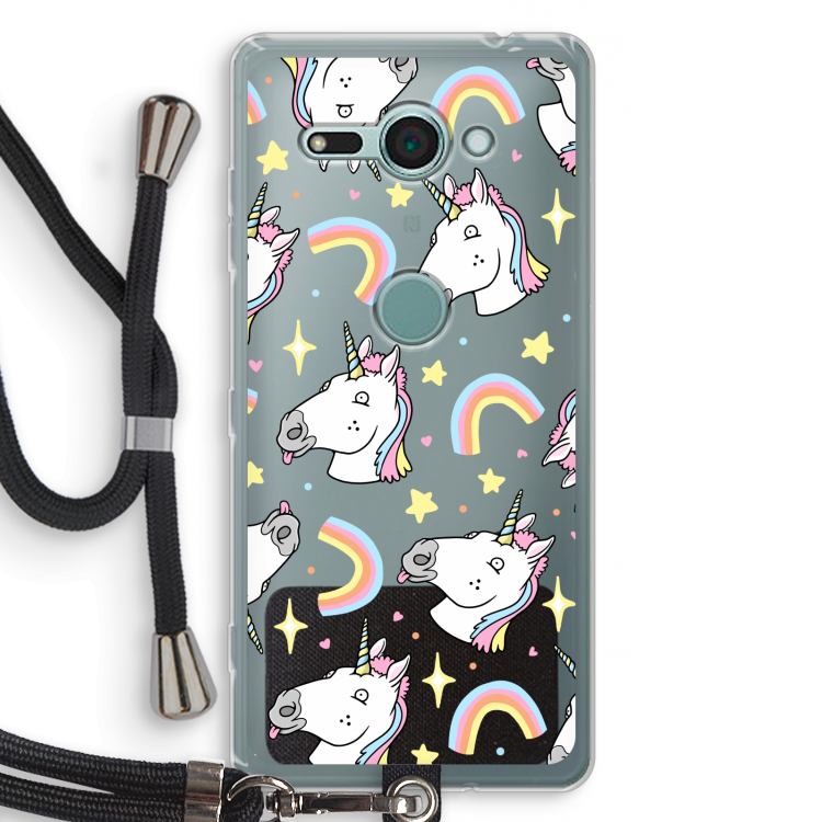 Rainbow Unicorn: Sony Xperia XZ2 Compact Transparant Hoesje met koord