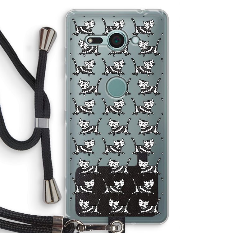 Zwarte poes: Sony Xperia XZ2 Compact Transparant Hoesje met koord