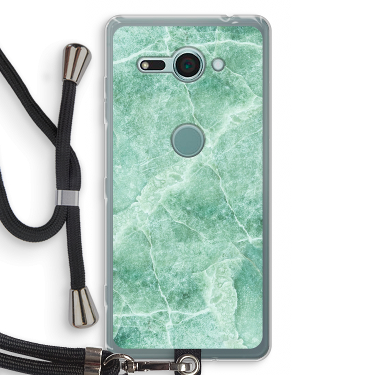 Groen marmer: Sony Xperia XZ2 Compact Transparant Hoesje met koord