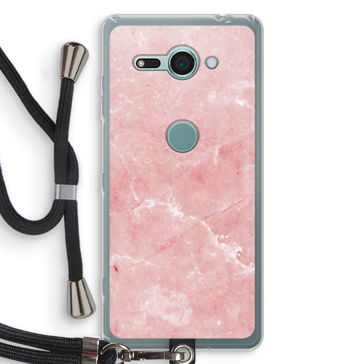 Roze marmer: Sony Xperia XZ2 Compact Transparant Hoesje met koord