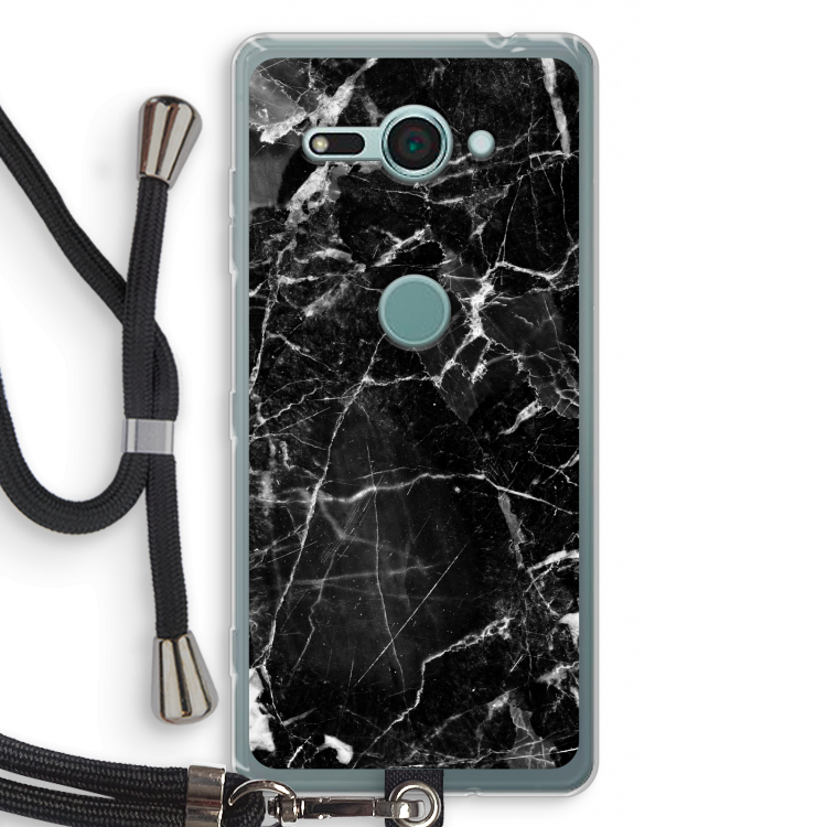 Zwart Marmer 2: Sony Xperia XZ2 Compact Transparant Hoesje met koord