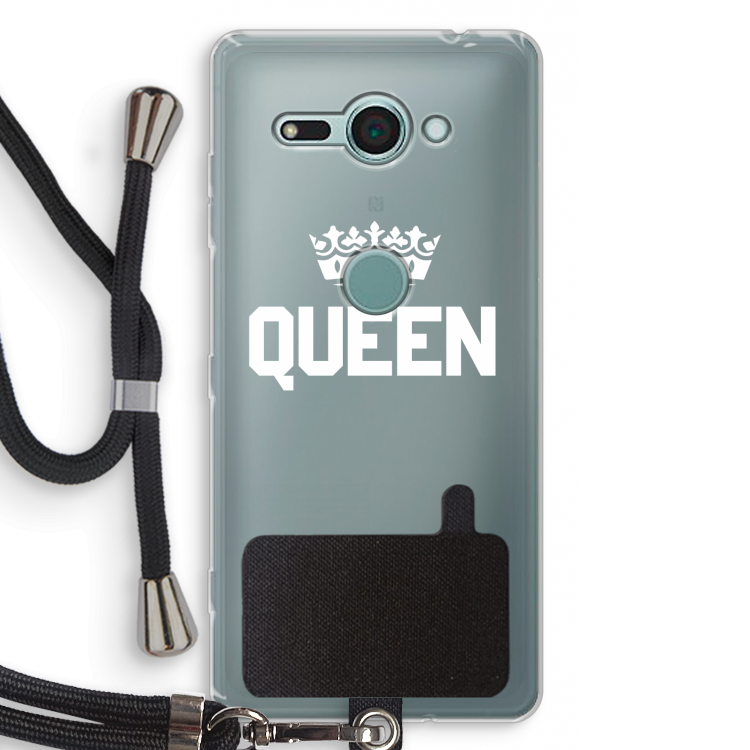 Queen zwart: Sony Xperia XZ2 Compact Transparant Hoesje met koord