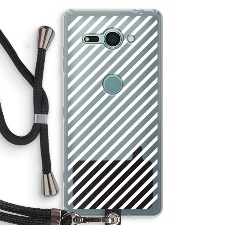 Strepen zwart-wit: Sony Xperia XZ2 Compact Transparant Hoesje met koord