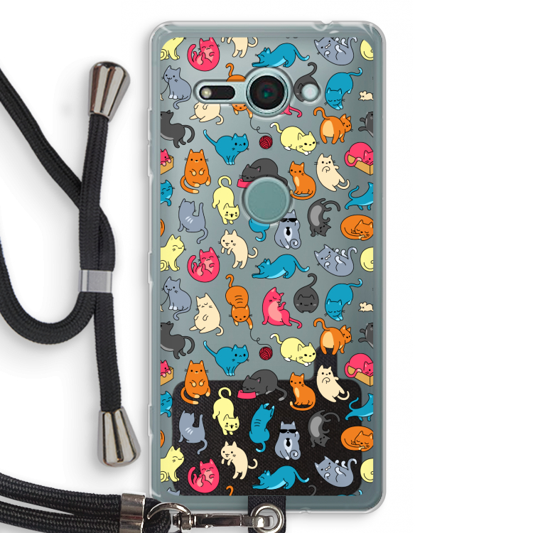 Kleurrijke katten: Sony Xperia XZ2 Compact Transparant Hoesje met koord