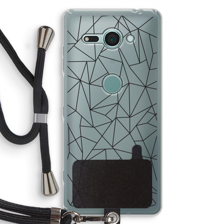 Geometrische lijnen zwart: Sony Xperia XZ2 Compact Transparant Hoesje met koord