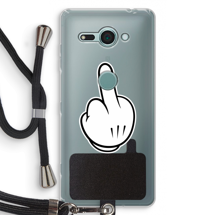 Middle finger white: Sony Xperia XZ2 Compact Transparant Hoesje met koord