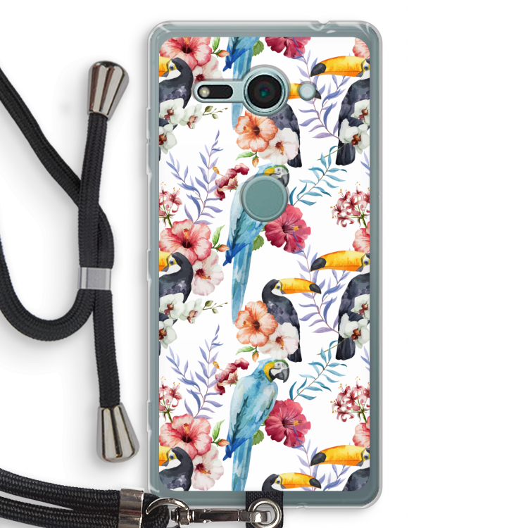 Bloemen tukan: Sony Xperia XZ2 Compact Transparant Hoesje met koord