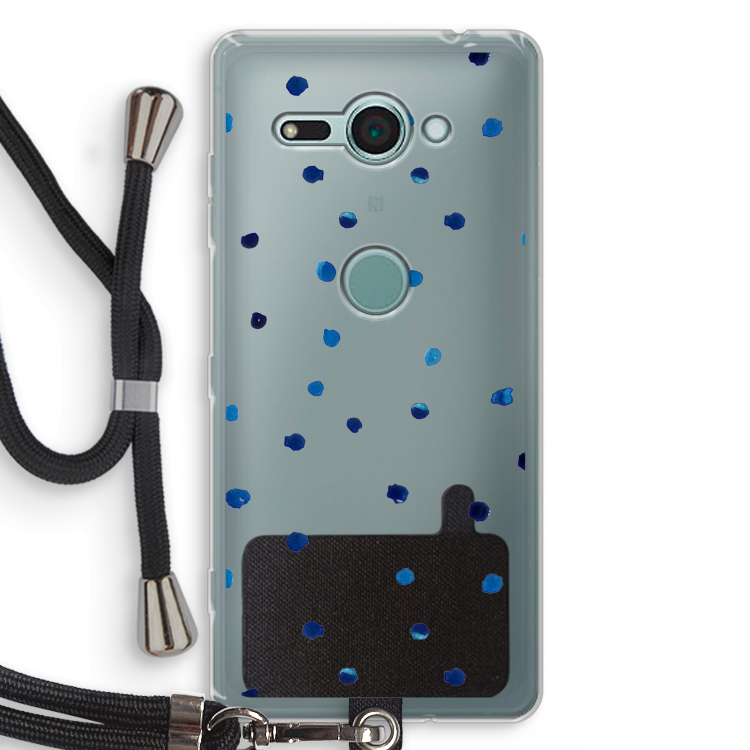 Blauwe stippen: Sony Xperia XZ2 Compact Transparant Hoesje met koord