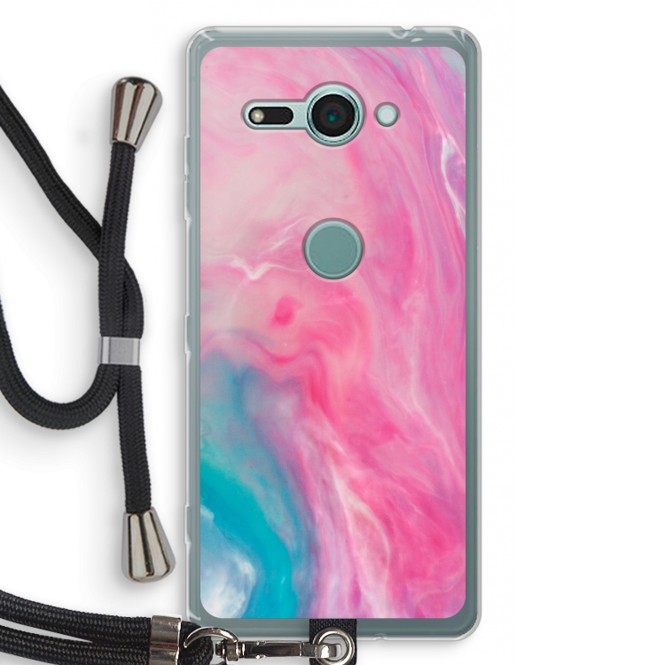 Roze explosie: Sony Xperia XZ2 Compact Transparant Hoesje met koord