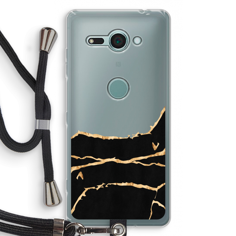 Gouden marmer: Sony Xperia XZ2 Compact Transparant Hoesje met koord