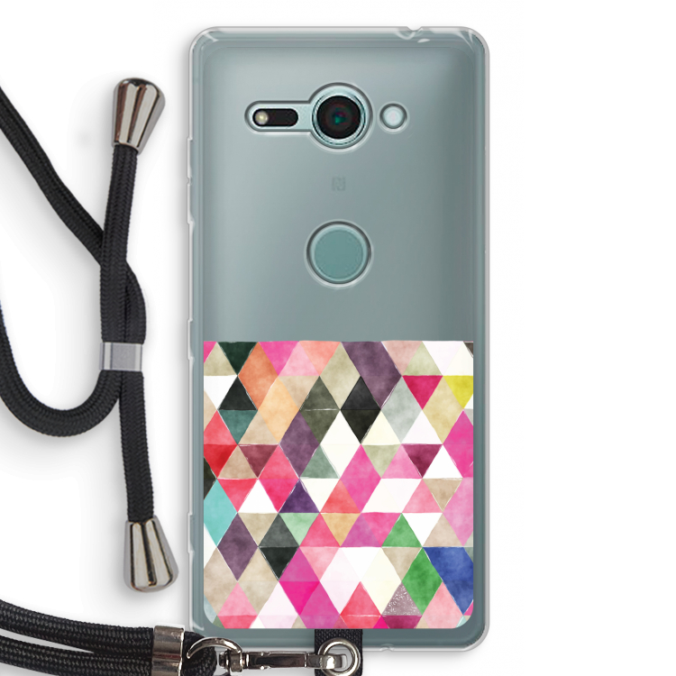 Gekleurde driehoekjes: Sony Xperia XZ2 Compact Transparant Hoesje met koord