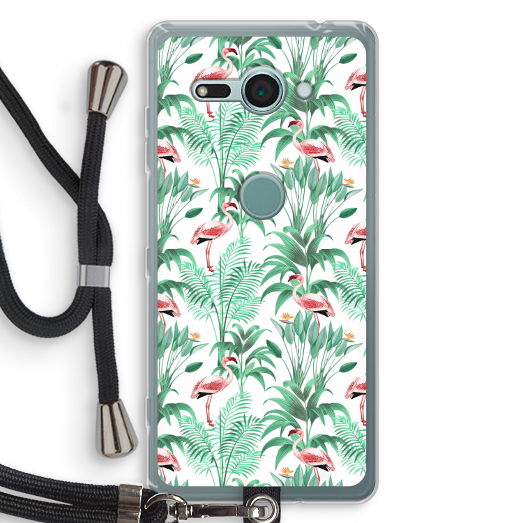 Flamingo bladeren: Sony Xperia XZ2 Compact Transparant Hoesje met koord