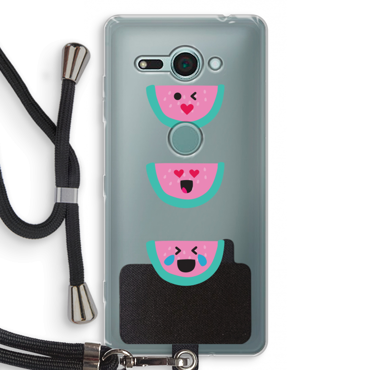 Smiley watermeloen: Sony Xperia XZ2 Compact Transparant Hoesje met koord