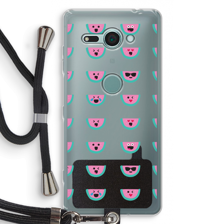 Smiley watermeloenprint: Sony Xperia XZ2 Compact Transparant Hoesje met koord