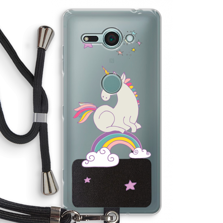 Regenboog eenhoorn: Sony Xperia XZ2 Compact Transparant Hoesje met koord