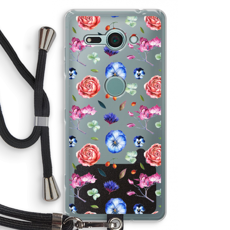 Bloemetjes: Sony Xperia XZ2 Compact Transparant Hoesje met koord