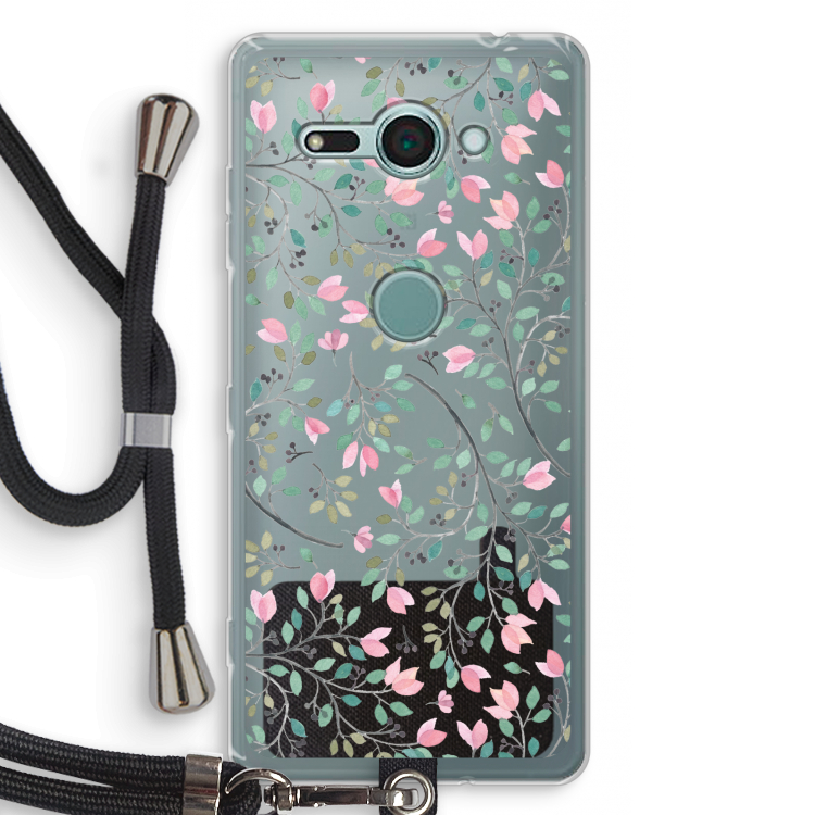 Sierlijke bloemen: Sony Xperia XZ2 Compact Transparant Hoesje met koord