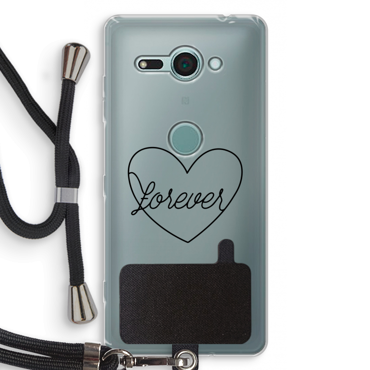 Forever heart black: Sony Xperia XZ2 Compact Transparant Hoesje met koord