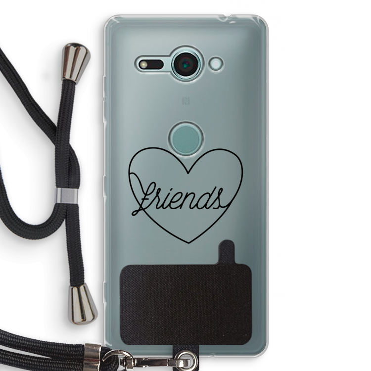Friends heart black: Sony Xperia XZ2 Compact Transparant Hoesje met koord