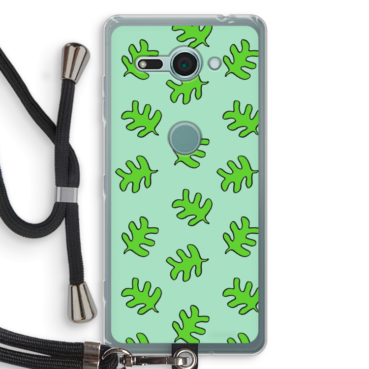 Groene blaadjes: Sony Xperia XZ2 Compact Transparant Hoesje met koord