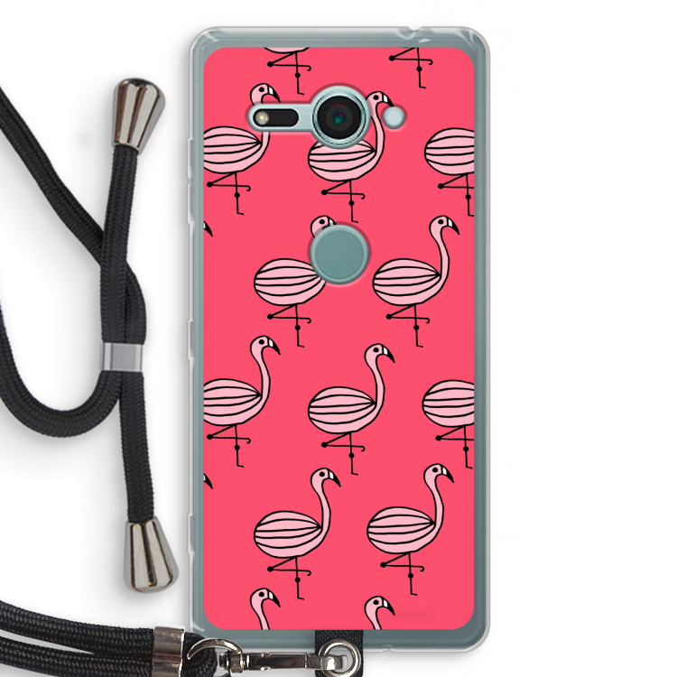Flamingo: Sony Xperia XZ2 Compact Transparant Hoesje met koord