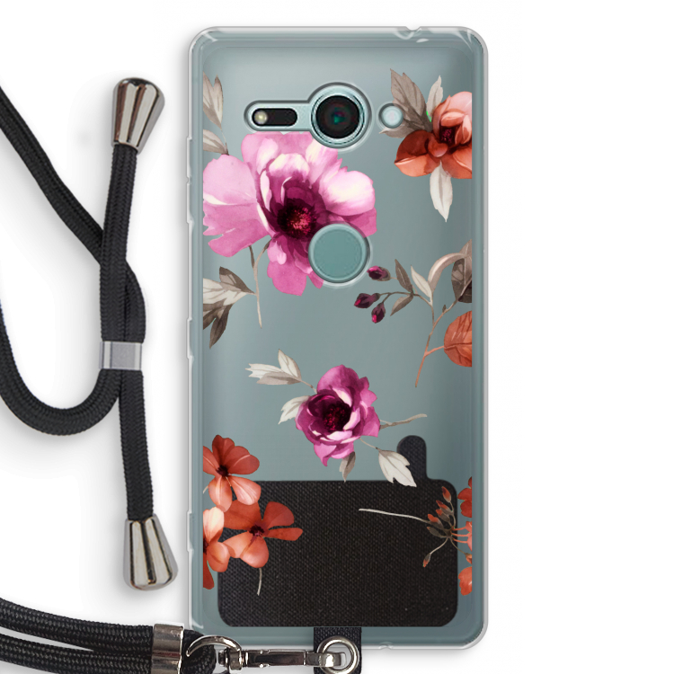 Geschilderde bloemen: Sony Xperia XZ2 Compact Transparant Hoesje met koord