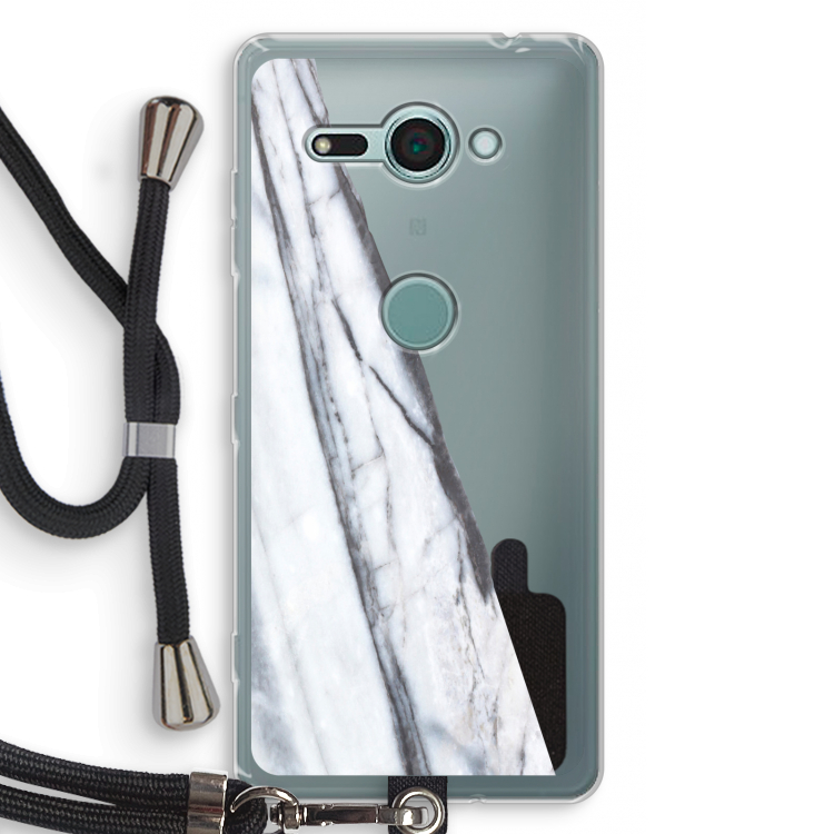 Gestreepte marmer: Sony Xperia XZ2 Compact Transparant Hoesje met koord