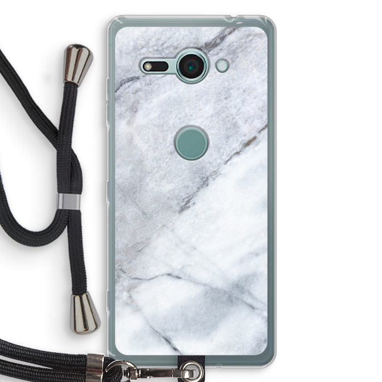 Witte marmer: Sony Xperia XZ2 Compact Transparant Hoesje met koord