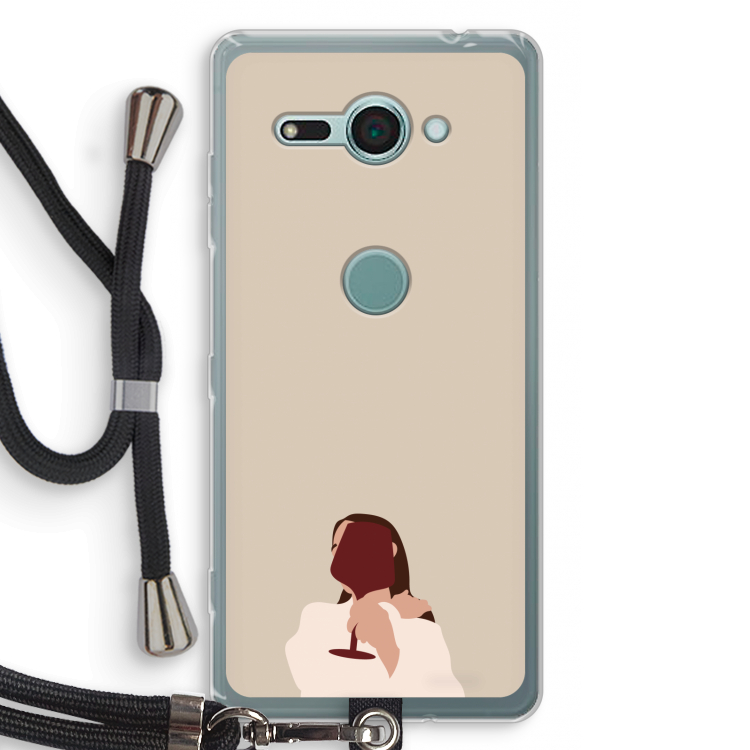 I drink wine: Sony Xperia XZ2 Compact Transparant Hoesje met koord