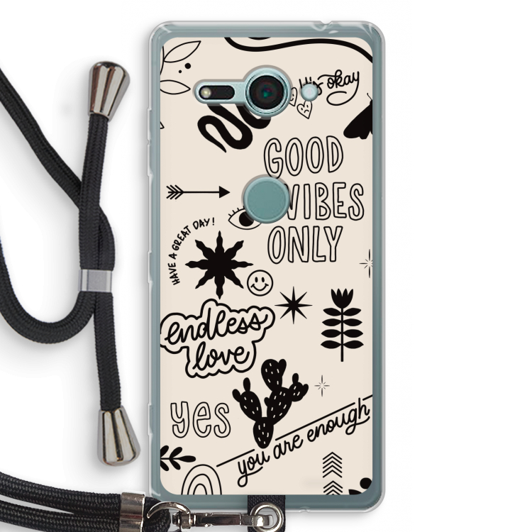 Good vibes: Sony Xperia XZ2 Compact Transparant Hoesje met koord