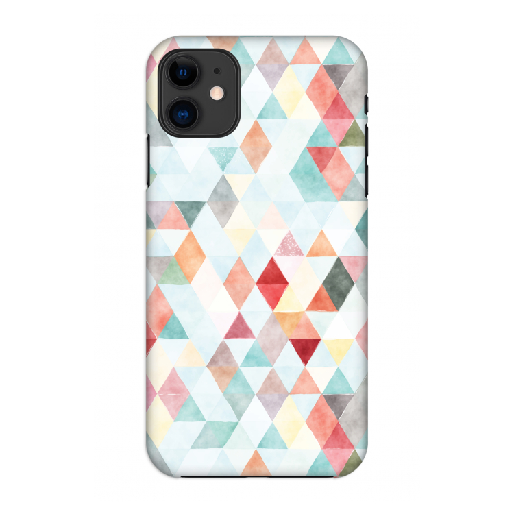 Gekleurde driehoekjes pastel: Volledig geprint iPhone 11 Hoesje