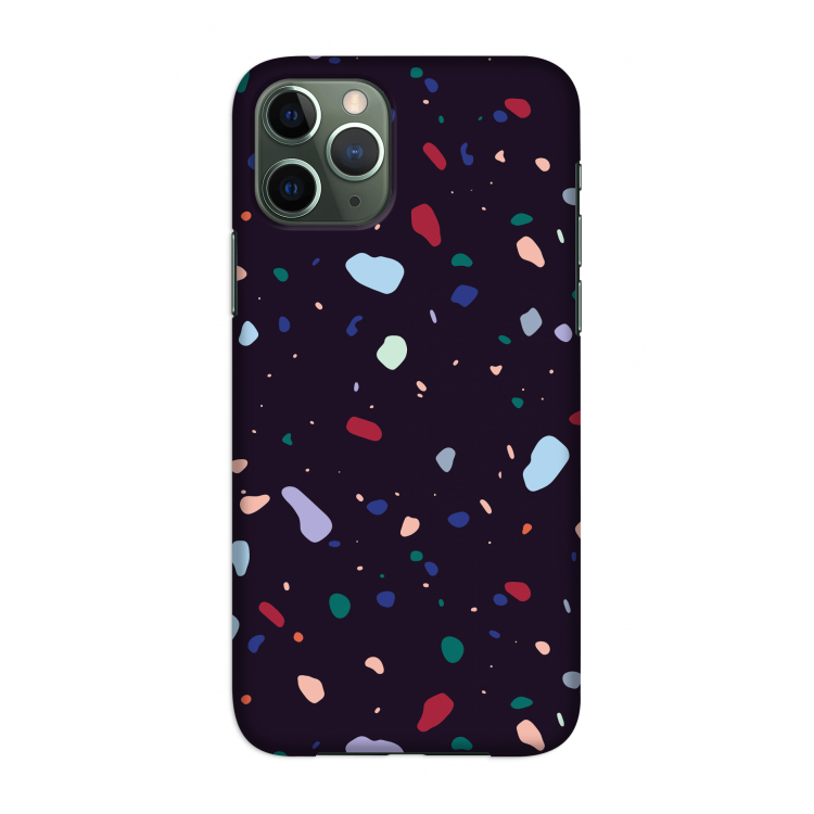 Dark Rounded Terrazzo: Volledig geprint iPhone 11 Pro Hoesje
