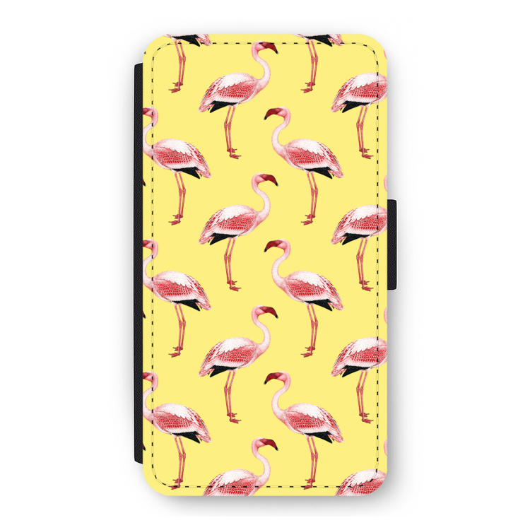 Flamingo's geel: iPhone 11 Pro Flip Hoesje