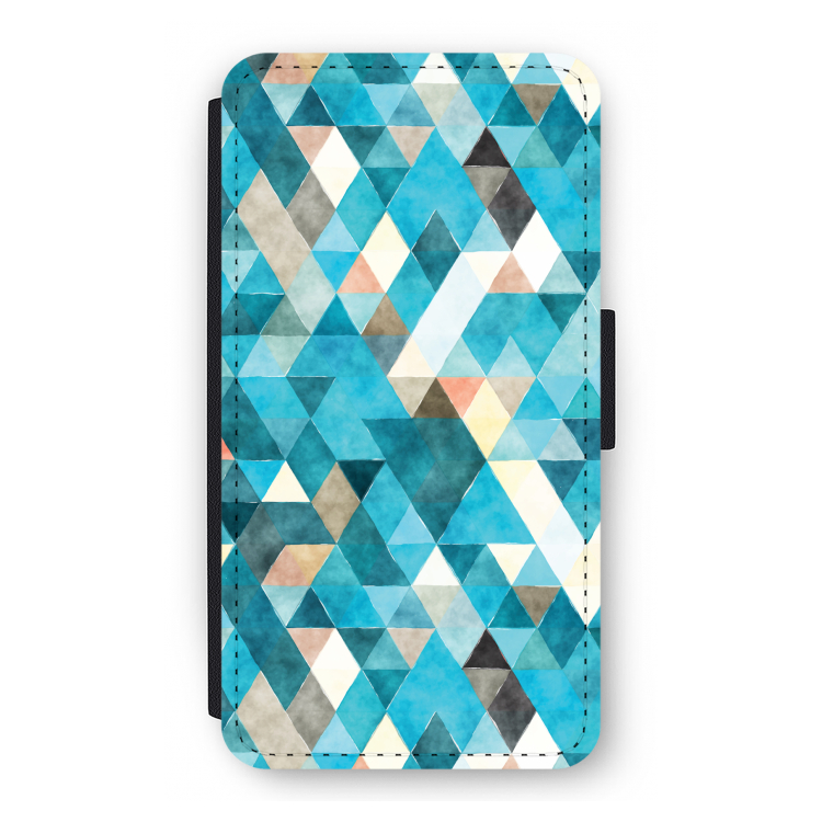 Gekleurde driehoekjes blauw: iPhone 11 Pro Flip Hoesje