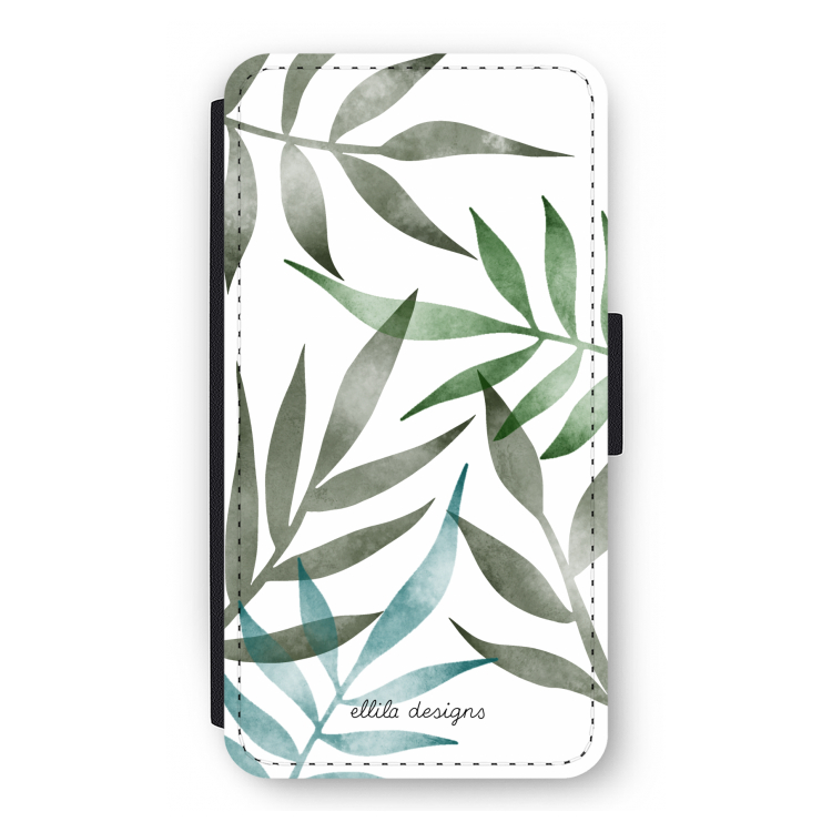 Tropical watercolor leaves: iPhone 11 Pro Flip Hoesje