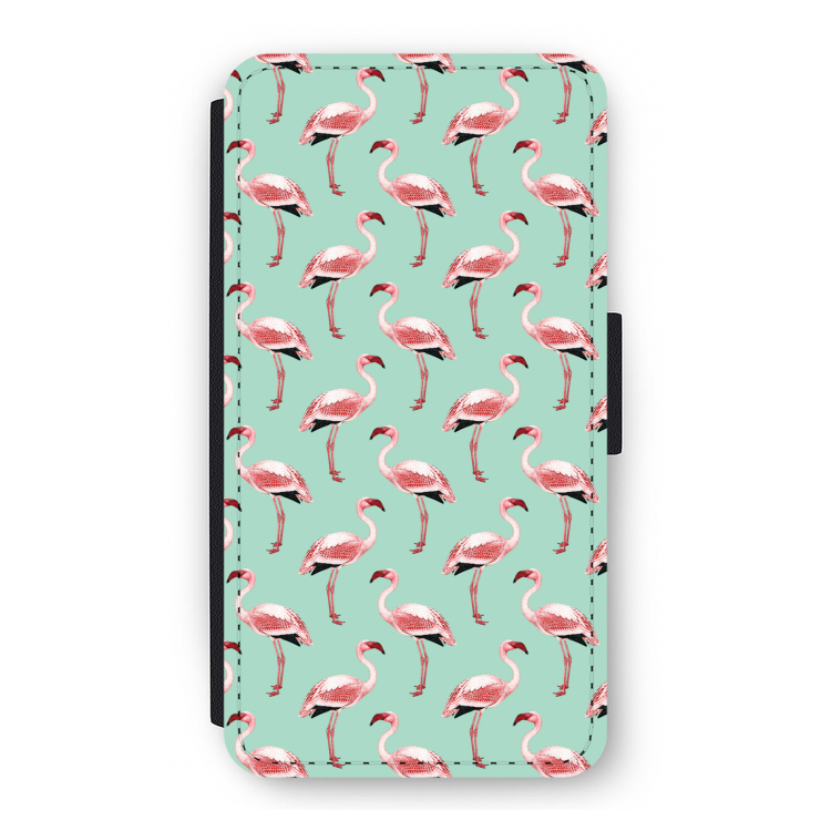 Flamingoprint groen: iPhone 11 Pro Flip Hoesje