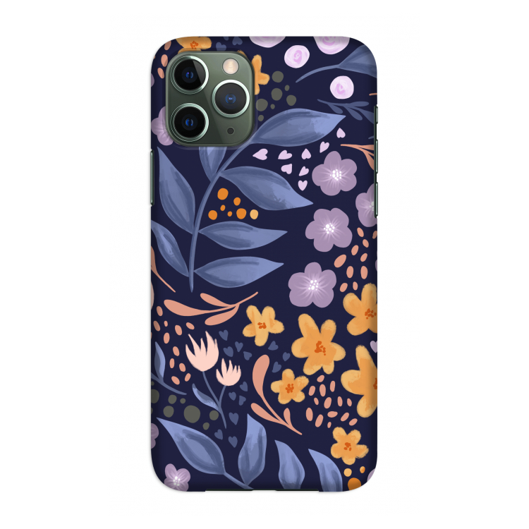 Flowers with blue leaves: Volledig geprint iPhone 11 Pro Hoesje