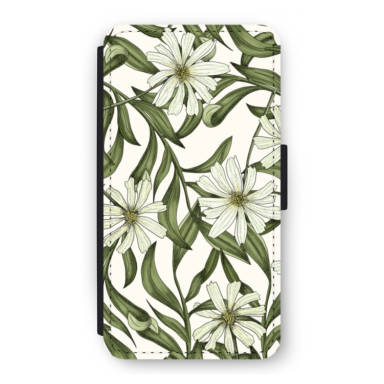 Wit bloemenpatroon: iPhone 11 Pro Flip Hoesje