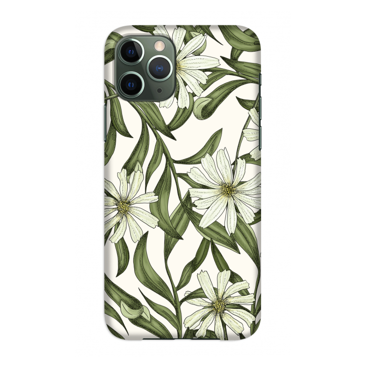 Wit bloemenpatroon: Volledig geprint iPhone 11 Pro Hoesje