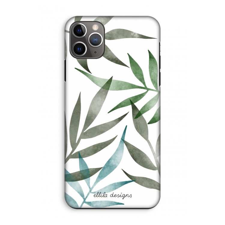Tropical watercolor leaves: iPhone 11 Pro Max Tough Case
