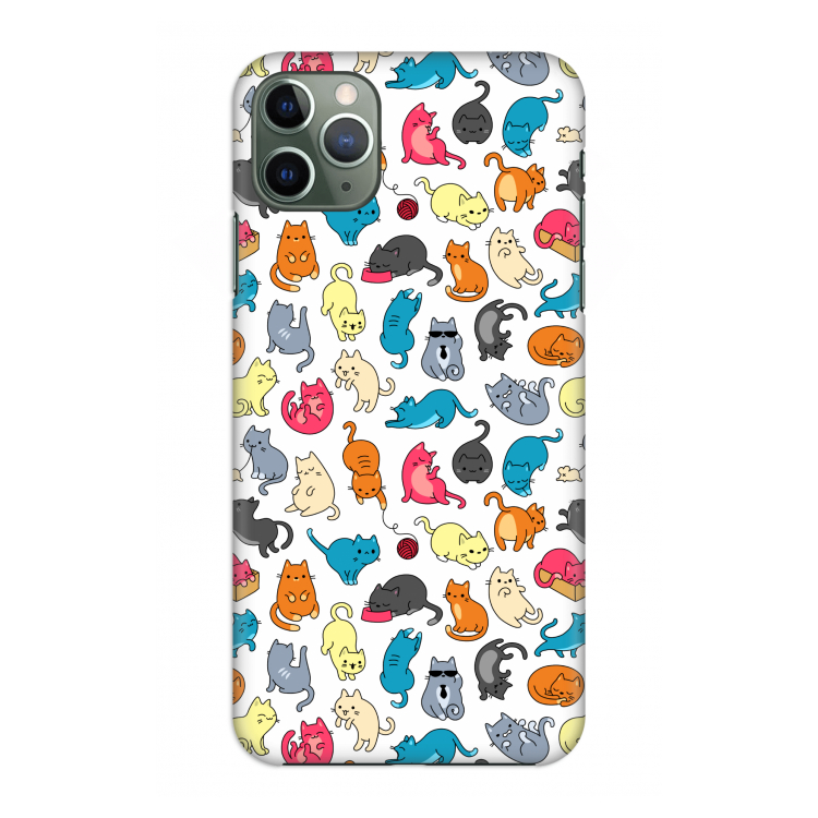 Kleurrijke katten: Volledig geprint iPhone 11 Pro Max Hoesje